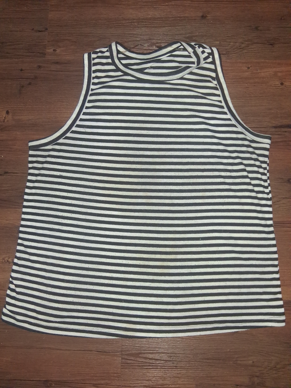 just be Black and White Striped Sleeveless Tank
